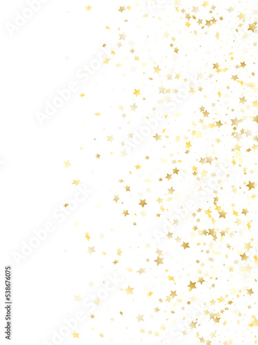 Flying gold star sparkle vector with white background.