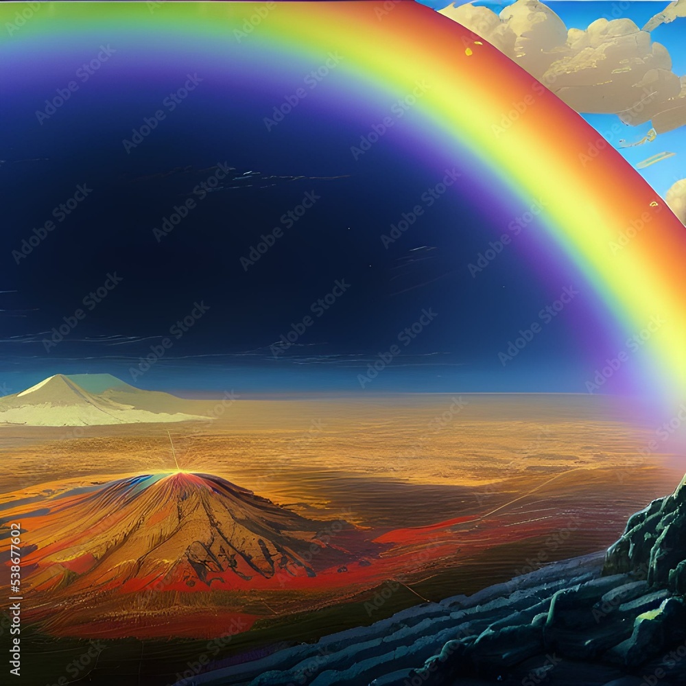 Rainbow mountain beautiful clouds, colorfull
