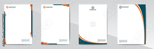Set of Modern Business blue orange Letterhead Design Template, Abstract Design, Corporate Business - Letterhead Template, Multipurpose, elegant concept - Vector EPS file