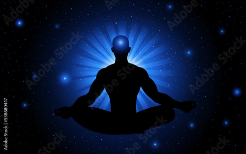 Man figure meditating on space