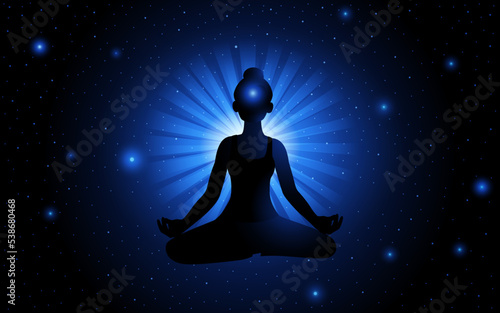 Human figure meditating on space