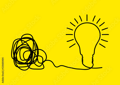 Tangled lines turn into lightbulb