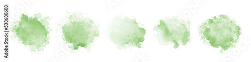 Obraz na płótnie Set of abstract green watercolor water splash on a white background. Vector watercolour texture in salad color. Ink paint brush stain. Green splatters spot. Watercolor pastel splash w salonie