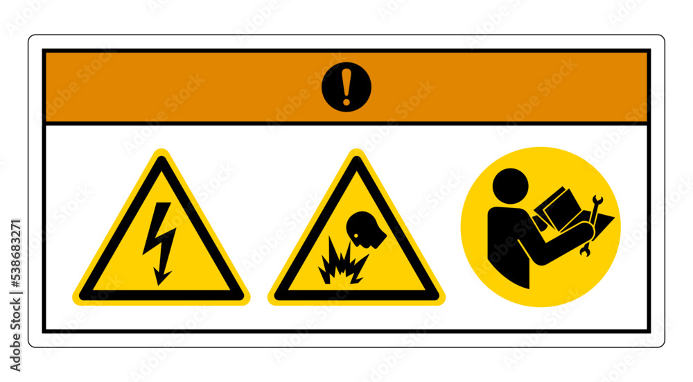 Warning Electric Shock Hazard Symbol Sign On White Background Warning Electric Shock Hazard Symbol Sign On White Background