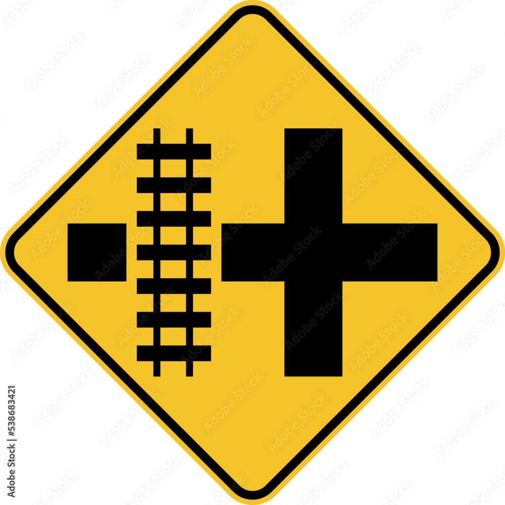 Fototapeta premium Highway Light Rail Transit Grade Crossing Left Sign