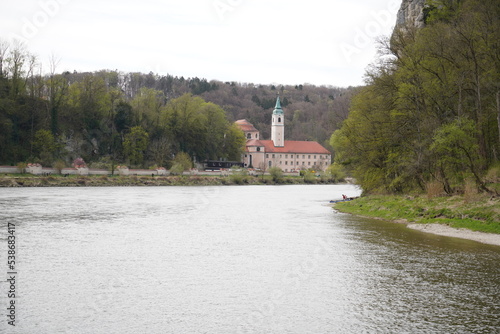The Danube river and its old waters are photographed in Bavaria near Regensburg