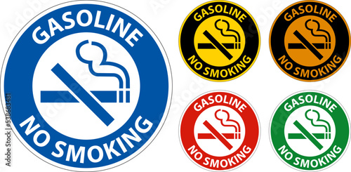 Gasoline No Smoking Sign On White Background