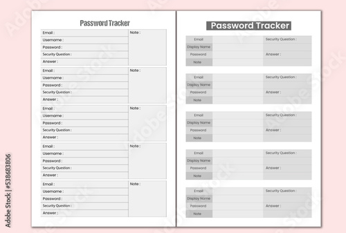 Password tracker 2023 KDP interior print template design