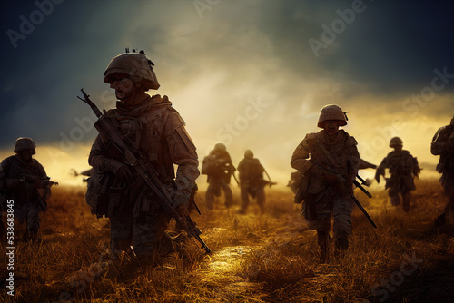 Soldiers on battlefield