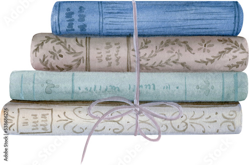 Wallpaper Mural Hand drawn watercolor bundle of vintage books Torontodigital.ca