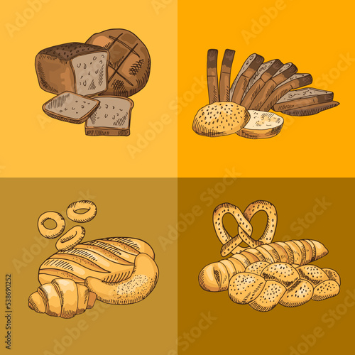 Fresh pastries. buns bakery products for breakfast