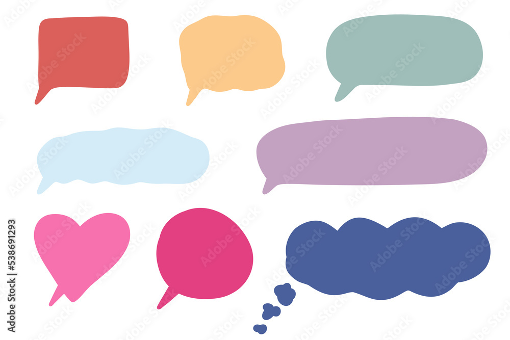 Speech bubble. Comic cloud with text. Color Speech bubble. Stock vector illustration on a white background. Speech bubble. Comic cloud with text. Color Speech bubble. Stock vector illustration on a white background.