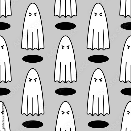 Ghost Pattern seamless. spook Background. halloween texture