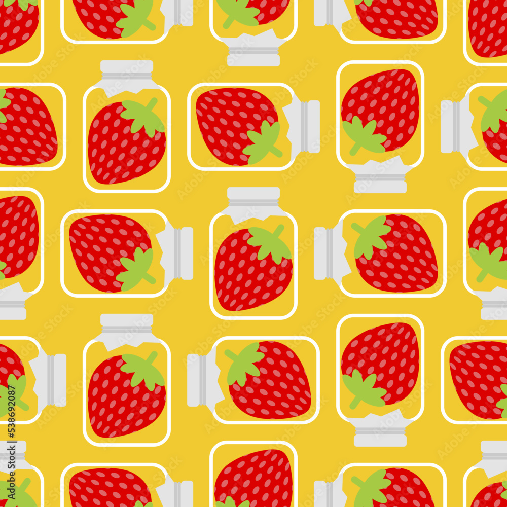 Jar with strawberry jam Pattern seamless. Vector texture Jar with strawberry jam Pattern seamless. Vector texture