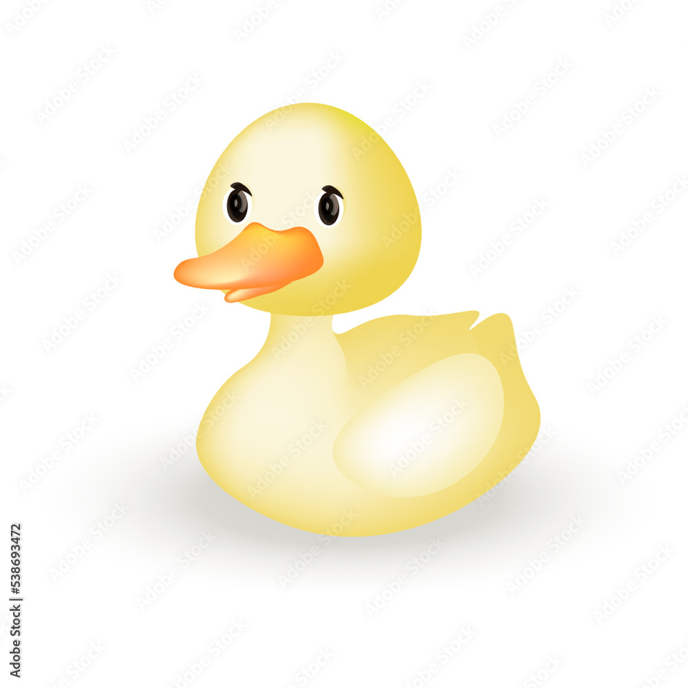 Fototapeta premium Yellow duck vector. Cute duckling, 3d cartoon character. Kawaii bird. Suitable for baby products, children's books, goods.