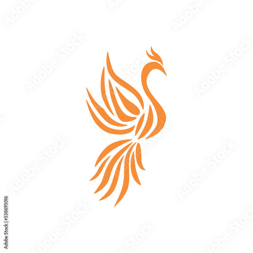 Flying Phoenix Fire Bird abstract Logo design vector template.