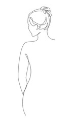 Fototapete Eine Linie Mädchen Silhouette moderne durchgehende Linienzeichnung  © Nataliia