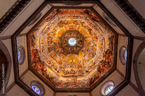 Ceiling of Cathedral of Saint Mary of the Flower (Cattedrale di Santa Maria del Fiore) or Duomo di Firenze, Florence, Italy