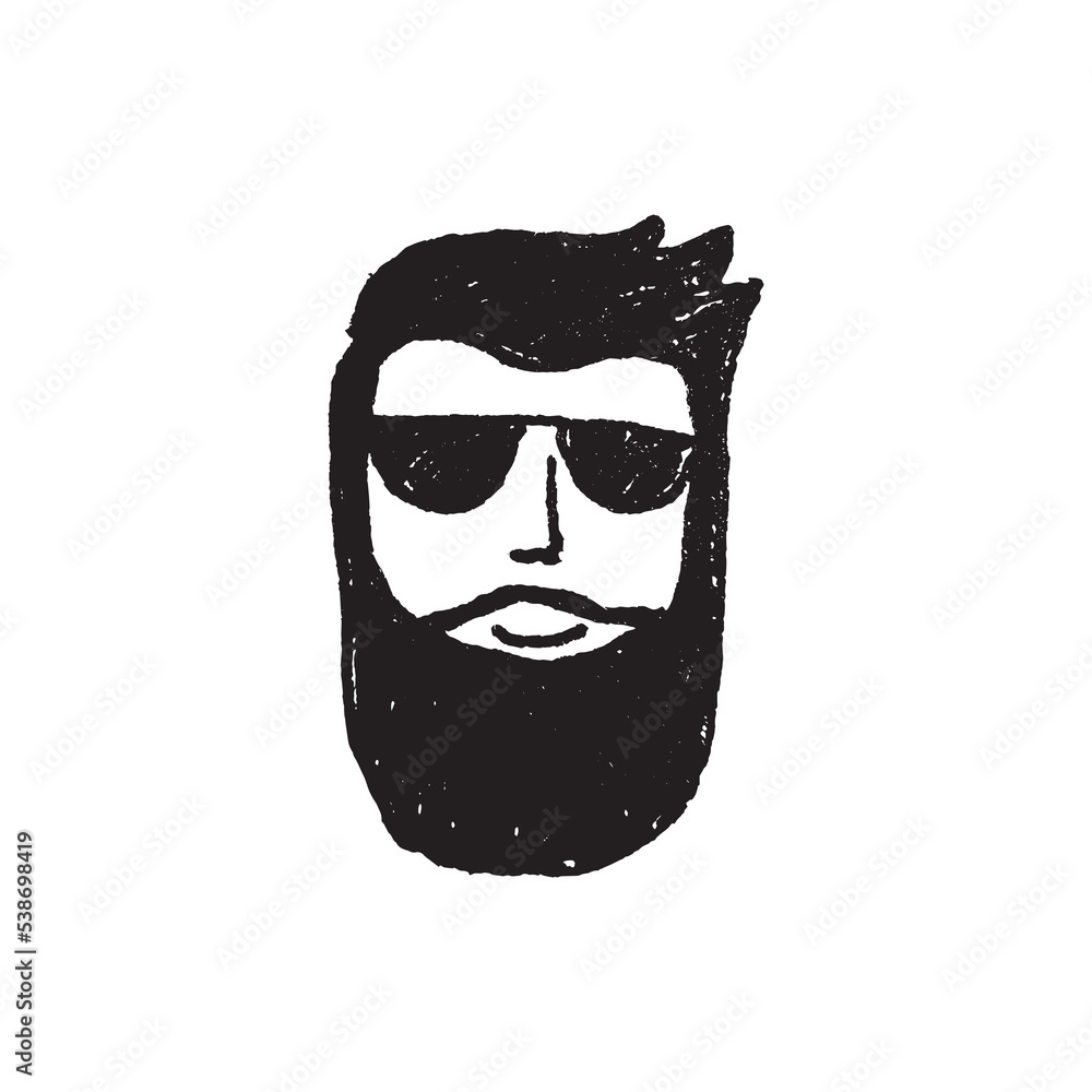 Hipster fashion man hair and beards, Hand drawn vector illustration Hipster fashion man hair and beards, Hand drawn vector illustration