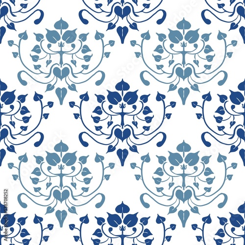 Bodhi pattern blue on white blue background