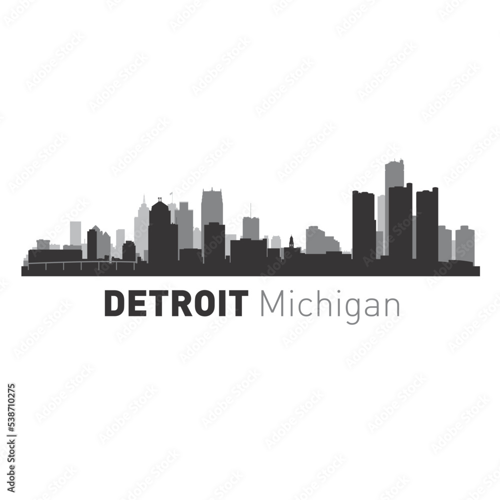 Detroit Michigan city skyline vector illustration