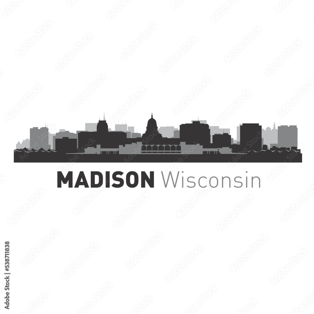Madison Wisconsin city skyline vector graphics