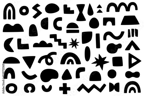 Vector set of abstract modern elements. Hand drawn aesthetic, boho doodles.