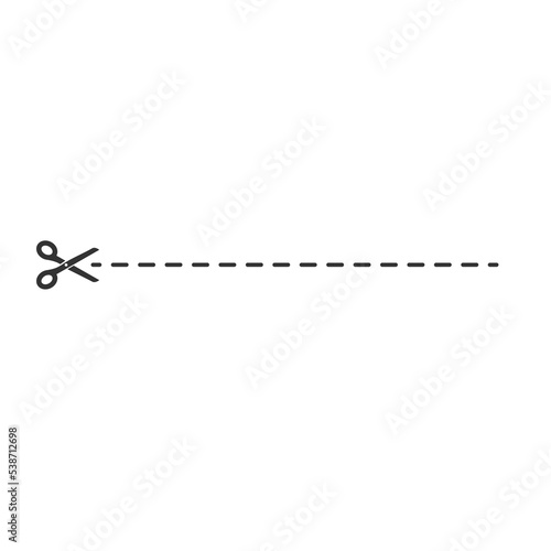 Scissors, trim line icon. Coupon template. Dashed line with scissors