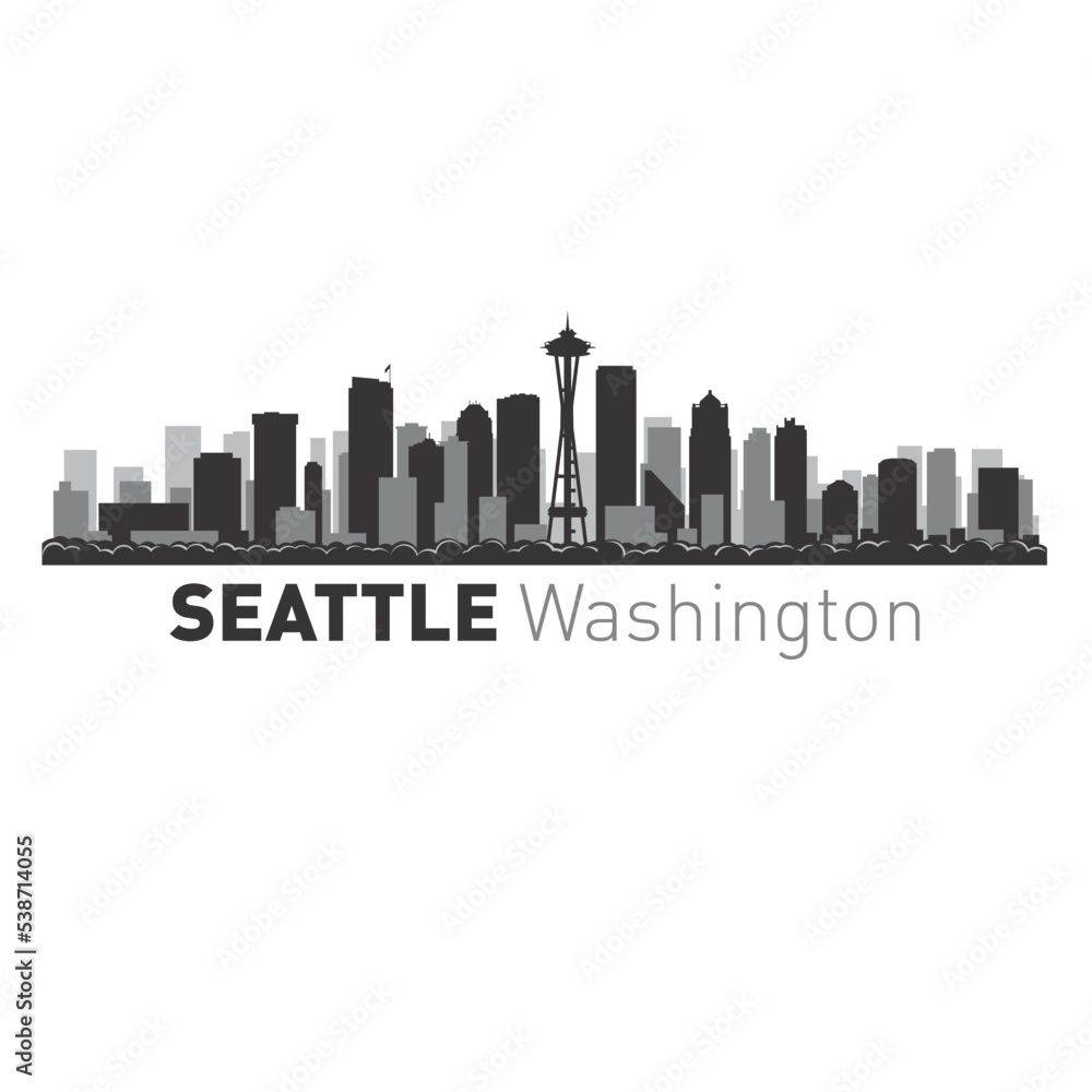 Seattle Washington city skyline vector 