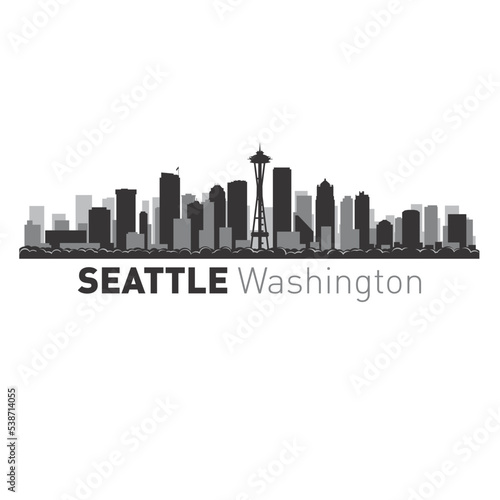 Seattle Washington city skyline vector 