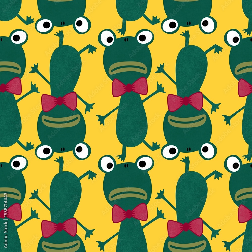 Obraz premium Animals cartoon seamless doodle frogs pattern for wrapping paper and kids clothes print and fabrics