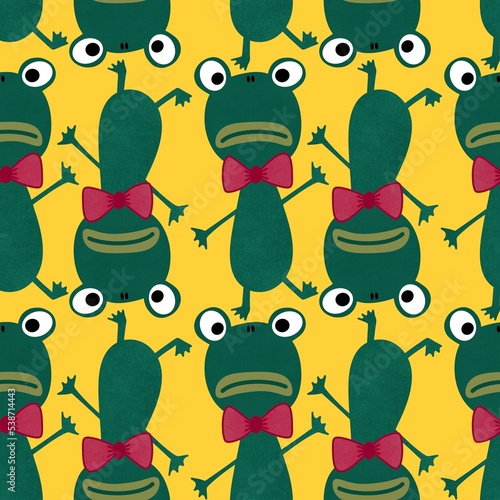 Animals cartoon seamless doodle frogs pattern for wrapping paper and kids clothes print and fabrics