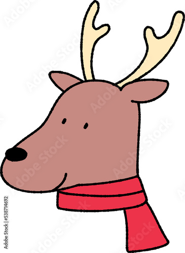 Winter reindeer wearing a scarf