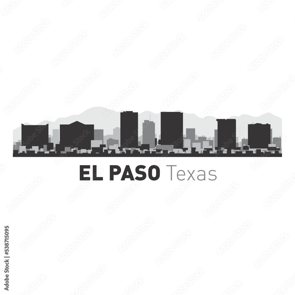 El Paso city skyline vector graphics