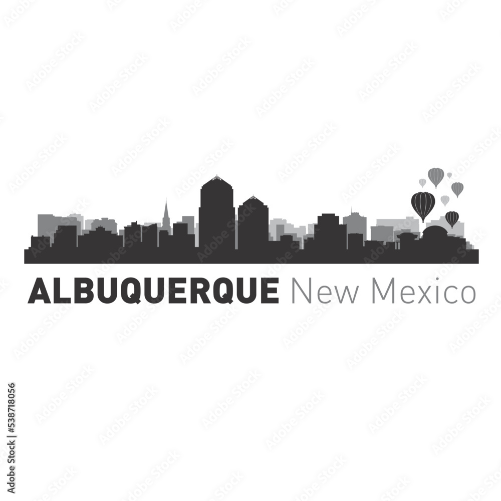 Albuquerque city skyline with text vector graphics