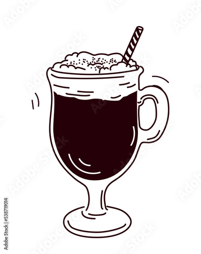 Milk cocktail icon. Delicious drink, dessert and delicacy, gourmet. Poster or banner for website, graphic element in minimalist style. Cafe or restaurant menu. Cartoon flat vector illustration