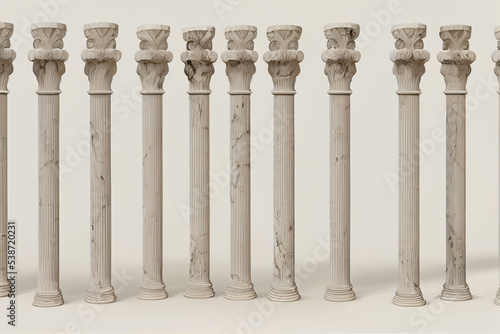 Classik marble greek columns on a white background. photo