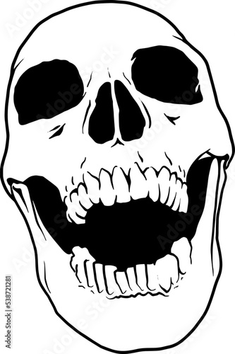 Laughing Skull Black and White Vector Illustration