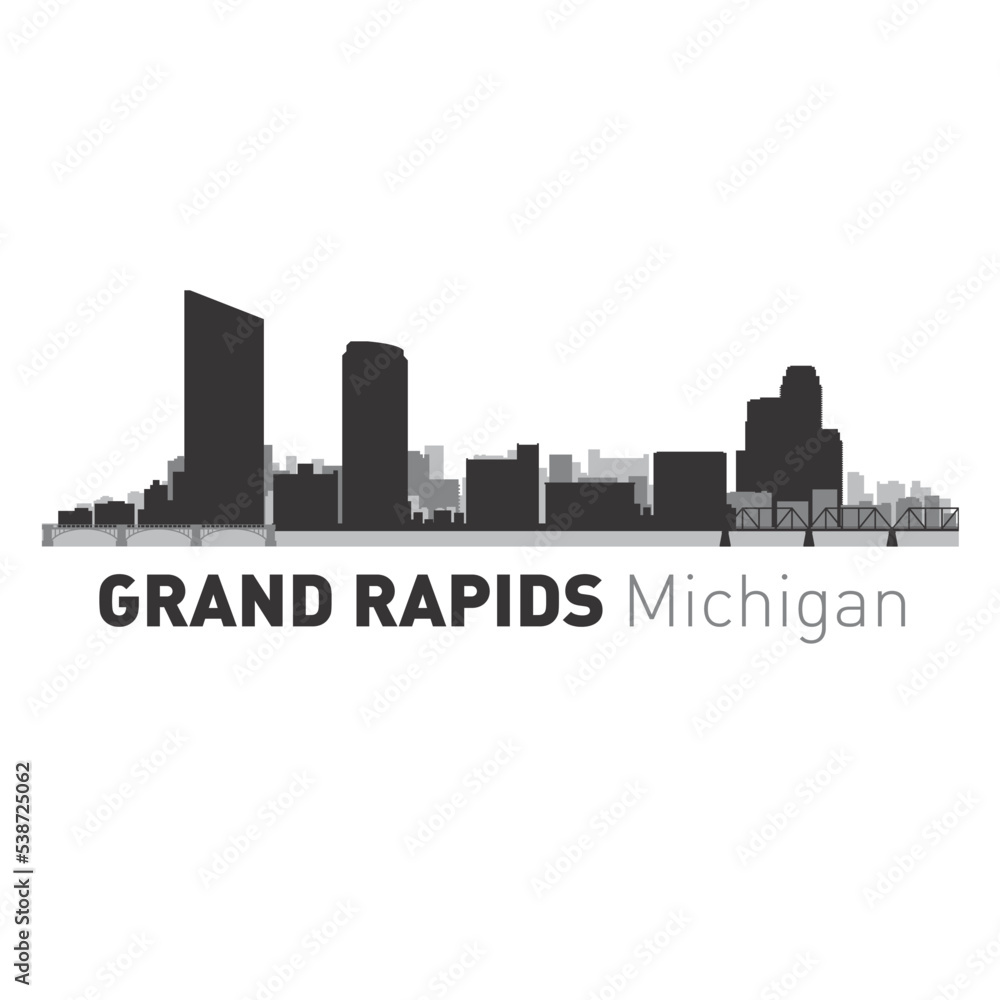Grand Rapids Michigan city skyline silhouette vector graphics