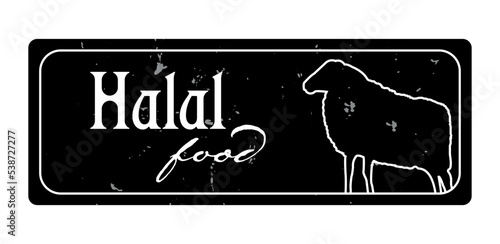 black sticker for packaging of halal products with a silhouette of a ram photo