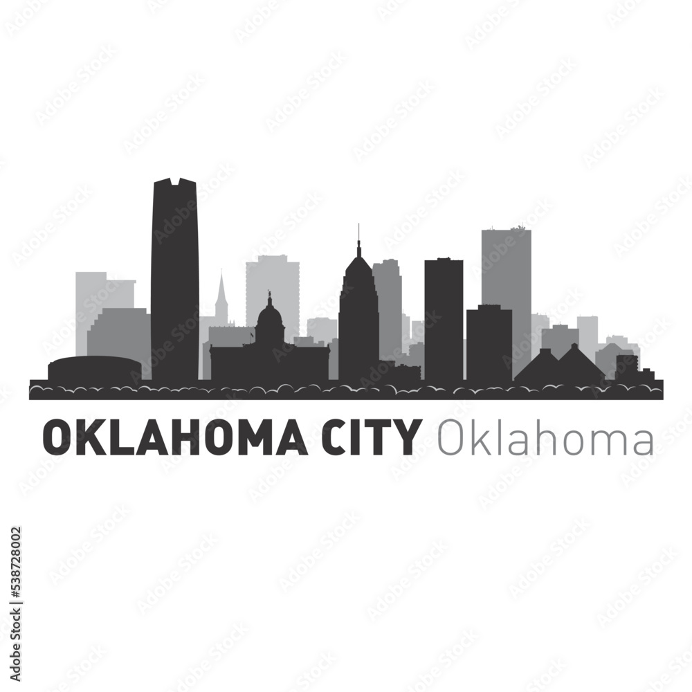 Oklahoma city skyline silhouette vector graphics