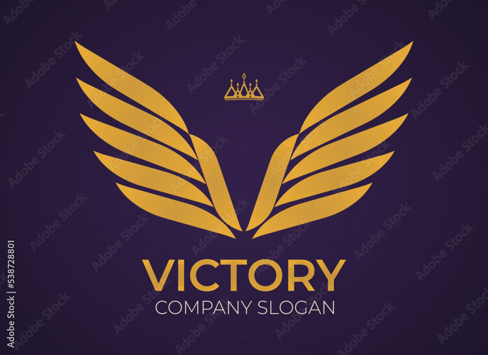 Luxury royal wings vector, letter V crest gold color, Victory logo ...