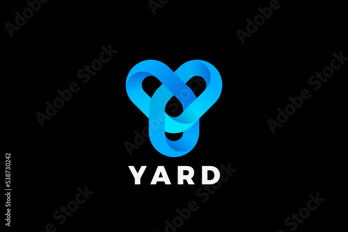 Letter Y Logo Design Loop Infinite vector template Ribbon Linear style. Monogram Logotype Looped Infinity shape concept icon.