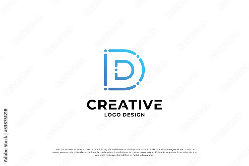 Fototapeta premium Letter D logo design vector. Initial letters D for logo brand. Creative D sign initial letter.