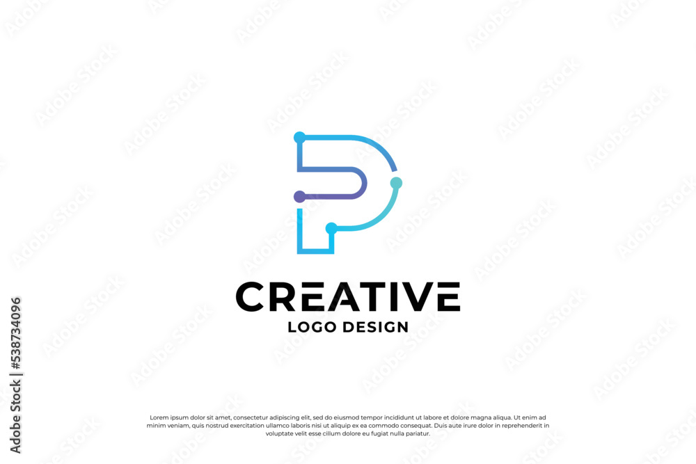 Letter P logo design inspiration. Initial letters P logo symbol mark. Creative letter P logo vector.