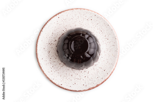 Black currant and grapes jelly isolated on white. top view.