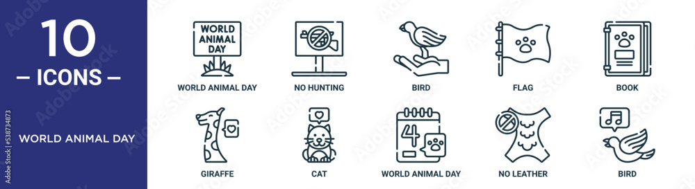 world animal day outline icon set includes thin line world animal day ...