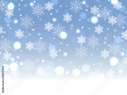 雪の結晶が舞うイラストの背景