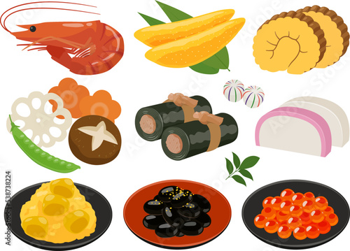 おせち具材セット_ベクターイラスト