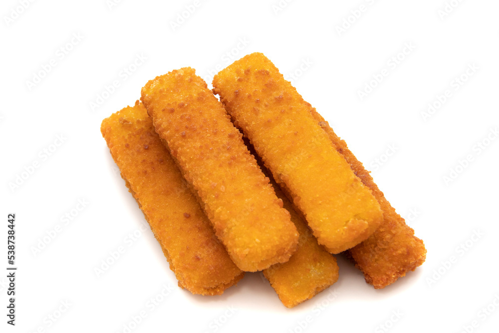 Tasty crispy fried fish sticks (fish fingers) on white background. Fast food concept. Tasty crispy fried fish sticks (fish fingers) on white background. Fast food concept.